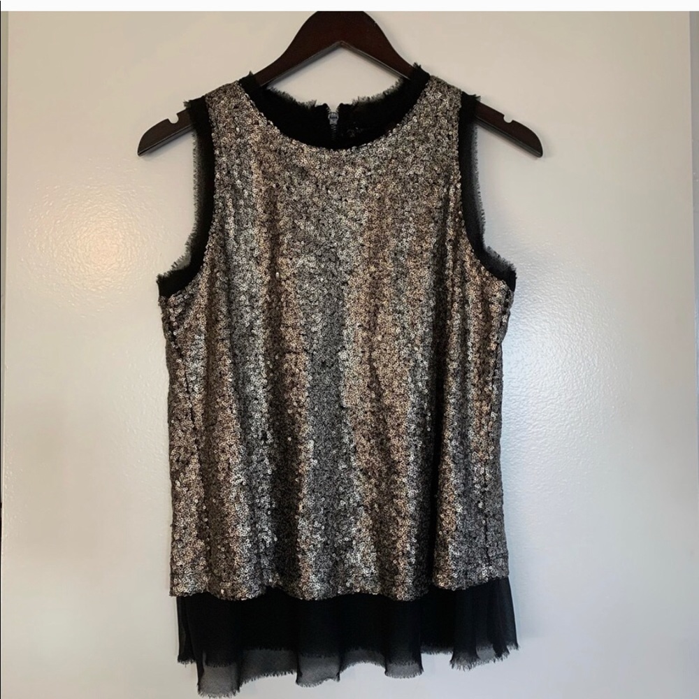 Gold Sequin Tank Top black & gold